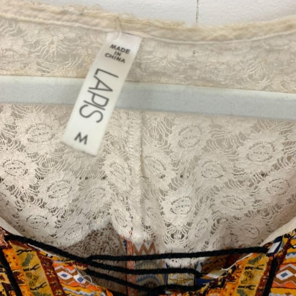 Lapis Boho Print and Lace Top - Picture 3 of 4